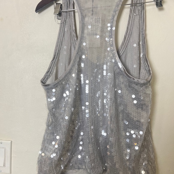 Zara Clear Plastic Sequins Tank Top Gray Sz L NWT - Picture 4 of 16